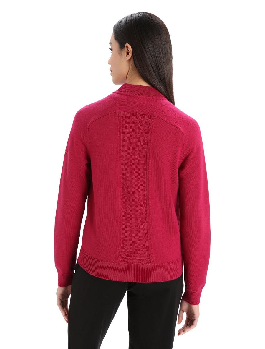 Icebreaker City Label ZoneKnit™ Merino Insulated Knit Bomber Naisten Takki Pinkki | FI 1658CTVE